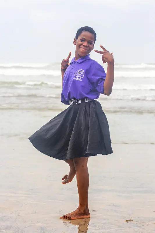 A pupil on the beach